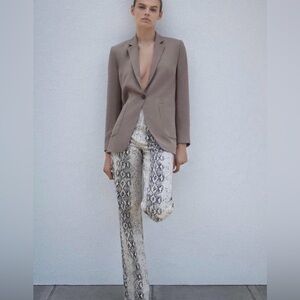 Zara Beige Snake Print Pants